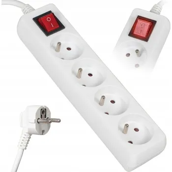 Napájecí kabel Prodlužovací Kabel přívod s lištou Libox 3 m, 4 ks, bílý