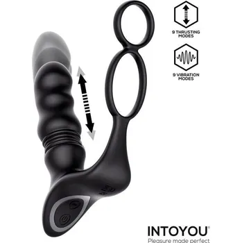 Vibrátor na prostatu Intoyou Womp, silikonový přirážecí stimulátor na dálkové ovládání 14,5 x 3,7 cm