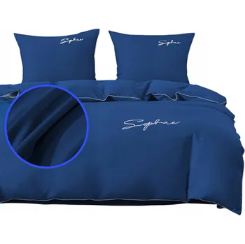 Povlečení Povlečení 200x220 s výšivkou Mikrovlákno Moderní Tmavě modrá Exkluzivní