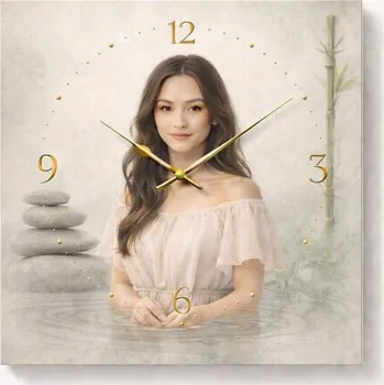 Hodiny Hodiny z vlastní fotografie – zen - 20x20 cm / Plast / Přehnané rysy