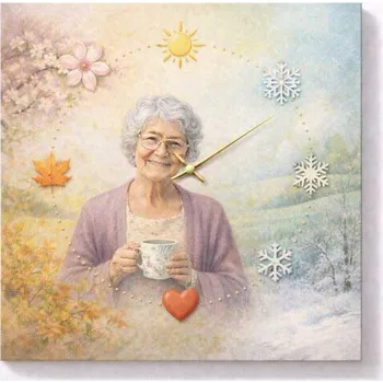 Hodiny Hodiny z vlastní fotografie – roční období - 20x20 cm / Plast / Přehnané rysy