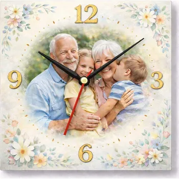 Hodiny Hodiny z vlastní fotografie – jemný motiv - 20x20 cm / Plast / Klasický
