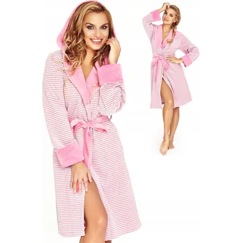 Dámský župan MÓDNÍ A PRAKTICKÝ MLADISTVÝ VELUROVÝ ŽUPAN S KAPSY KRÁSNÝ XL