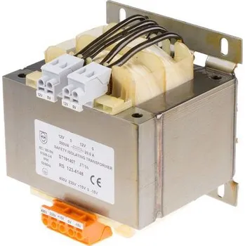 Transformátor Izolační transformátor 500VA, primární napětí: 15 → 400V ac, sekundární napětí: 12V ac, Lišta DIN, 120 x 124 x