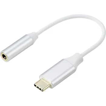 Audio kabel Renkforce RF-6056890 USB-C® / jack adaptér [1x USB-C® - 1x Audio, stereo (3,5 mm jack)] bílá hliníková zástrčka 0.1 m