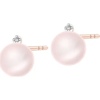 Náušnice Náušnice z růžového zlata s diamanty a perlami - ryzost 585 - 109.455/P