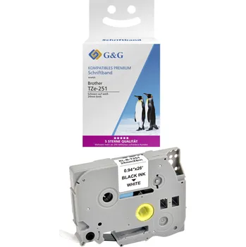 Papír pro tiskárny páska do štítkovače G a G BB-B-G-251 kompatibilní náhradní Brother TZe-251 plast Barva pásky: bílá Barva písma: černá 24 mm 8 m
