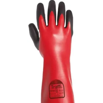 Pracovní rukavice Traffi Voděodolné rukavice No Červená Bavlna 11 NBR