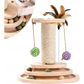 ŠKRABADLO PRO KOČKY HRAČKA SISALOVÁ VĚŽ ŠKRABADLO 8 MÍČKŮ PŘÍRODNÍ MATERIÁLY