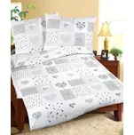 Povlečení bavlněné - šedé srdce patchwork - 140x200, 70x90