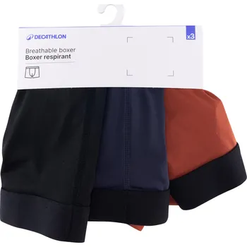 Pánské spodní prádlo DECATHLON Pánské boxerky 3 ks XL KAŠTANOVÁ|MODRÁ|ORANŽOVÁ|ČERNÁ