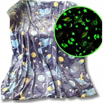 Dětská deka SVÍTÍCÍ DEKA DO TMA 150X200 JEDNOROŽEC MĚKKÁ PŘÍJEMNÁ FLEECE DEKA PRO DĚTI