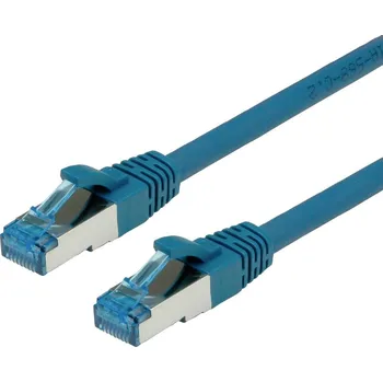 Datový kabel Value 21.99.1950 RJ45 síťové kabely, propojovací kabely CAT 6A S/FTP 0.50 m modrá dvoužilový stíněný, bez halogenů, samozhášecí 1 ks