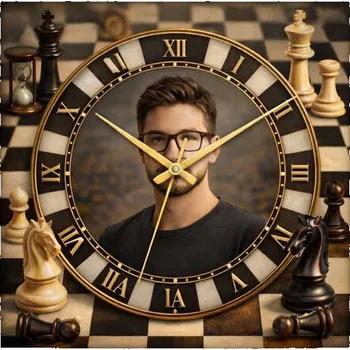 Hodiny Hodiny z vlastní fotografie – šachy - 20x20 cm / Plast / Klasický