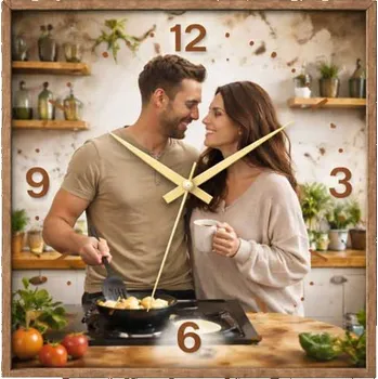 Hodiny Hodiny z vlastní fotografie – kuchyně - 20x20 cm / Plast / Karikatura