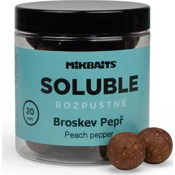 Volný čas Mikbaits Rozpustné Boilie Soluble Broskev Pepř 250 ml Průměr nástrahy: 20mm