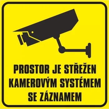 Značení TABULE bezpečnostní Střeženo kamerami se záznamem 14301 A5 černá-žlutá