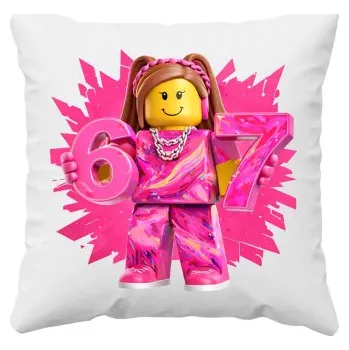 Žertovný předmět 67 - Six Seven - verze pro dívku – inspirováno Robloxem - polštář s potiskem- Tričkový.cz