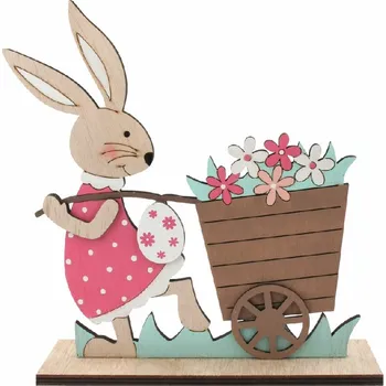 Velikonoční dekorace Velikonoční Zaječice dřevěná 19 x 21 x 5 cm na postavení 7161