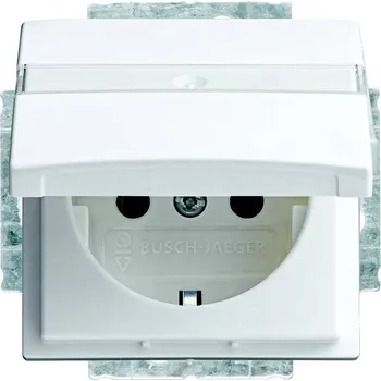 Elektrická zásuvka Busch-Jaeger vestavný zásuvka s ochranným kontaktem se sklopným víkem Busch-balance SI alpská bílá 20 EUK-914 1 ks