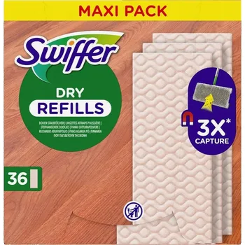 Vrták SWIFFER SUCHÉ UBROUSKY NA DŘEVO A PARKETY, NÁHRADNÍ NÁPLNĚ DO MOPU 36 Ks