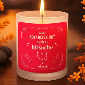Žertovný předmět Zapal, když máš chuť na něco hříšného - vonná svíčka jako dárek- Tričkový.cz