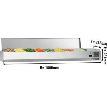 Lednice G.Gastro Chladicí vitrína ECO - 1,8 x 0,34 m - pro 8x 1/4 GN-nádobu