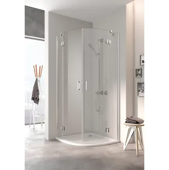 Kout čtvrtkruhový s otočnými dveřmi a pevnými poli Kermi Osia OSE55 stříbrná vysoký lesk/čiré ESG sklo s úpravou OSIAclean 80 x 80 x 200 cm