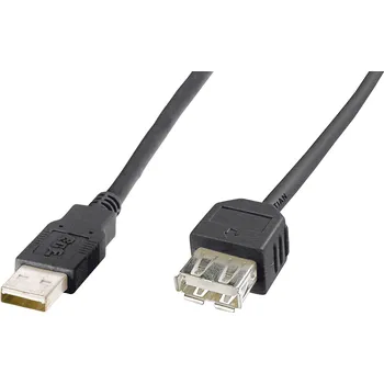 elektrický kabel Digitus USB kabel USB-A zástrčka, USB-A zásuvka 1.80 m černá AK-300200-018-S