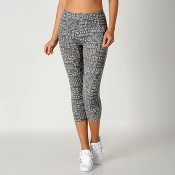 Dámské legíny Krátké legíny z pružného bavlněného úpletu potisk šedá 34/36