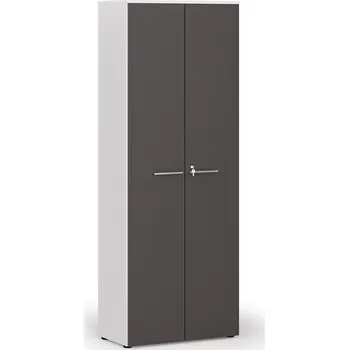 Kancelářská sestava Kancelářská skříň s dveřmi PRIMO WHITE, 800 x 420 x 2128 mm, bílá/grafit