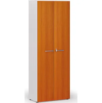 Kancelářská sestava Kancelářská skříň s dveřmi PRIMO WHITE, 800 x 420 x 2128 mm, bílá/třešeň
