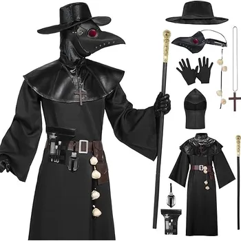 Karnevalový kostým KOSTIUM DOKTOR PLAGA MASKA KOMPLET STAROŻYTNY LÉKAŘ HOROR HALLOWEEN KOSTÝM