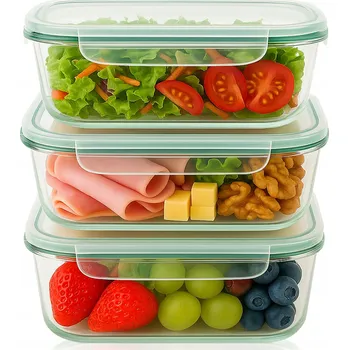 Dóza na potraviny 3x skleněné dózy na potraviny skleněná sada dóz lunchbox 1 l