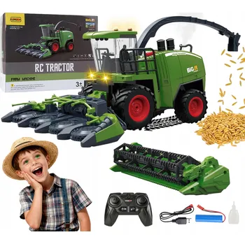 RC model auta VELKÝ ZEMĚDĚLSKÝ KOMBAJN NA DÁLKOVÉ OVLÁDÁNÍ RC 2,4 GHz S OSVĚTLENÍM A FUNKCÍ POSTŘIKU - SADA