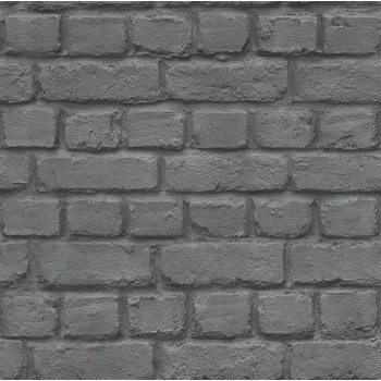 Tapeta TAPETA ČERNÁ CIHLA ZEĎ KÁMEN 3D EFEKT RASCH