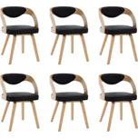 Jídelní židle 6 ks černé ohýbané dřevo a umělá kůže