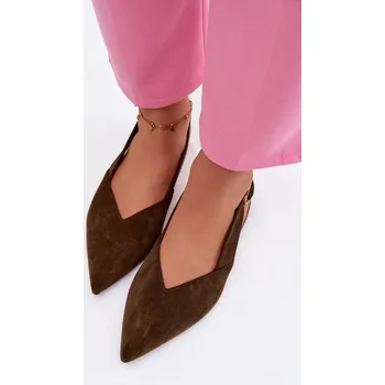 Dámské baleríny Baleríny se Zlatým Přezkou Eko Semišové Olivové Palerra 37