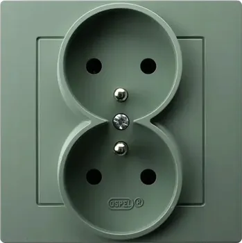 Elektrická zásuvka Dvojitá zásuvka s uzemněním, kompletní s rámečkem As zelená matná GP-2GZ/84