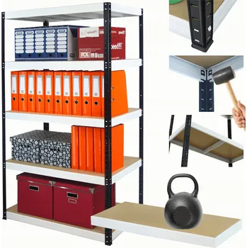 Dílenský regál Kovový regál skladový stojan HELIOS 213x110x40cm 5 polic x 175kg, kombinovatelný