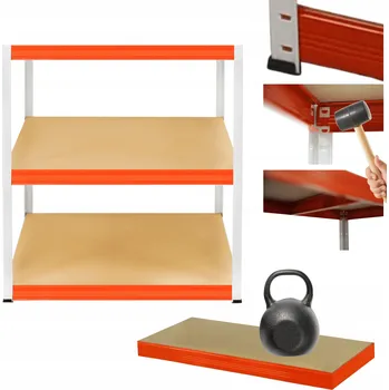 Dílenský regál Kovový regál do skladu, dílny HELIOS 90x110x30cm 3 police x 175kg, ROBUSTNÍ