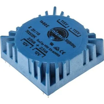 Transformátor Toroidní transformátor, počet výstupů: 2, sekundární napětí: 2 x 12V ac, Plošný spoj, Kolík, 49.7 x 49.7 x 19.5mm