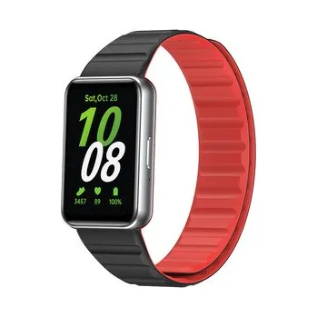 Chytré hodinky Silikonový magnetický řemínek pro Samsung Galaxy Fit 3,Černo-Červený
