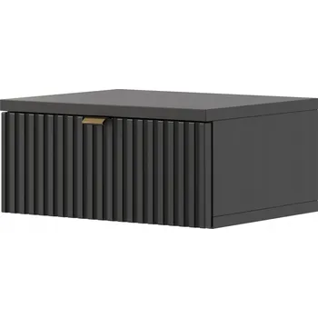 Noční stolek NOČNÍ STOLEK ZÁVĚSNÝ DO LOŽNICE, STOLEK ČERNÝ, PŘEDNÍ STRANA RÝHOVANÁ