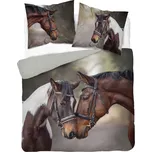 DETEXPOL Francouzské povlečení 3D Koně Love micro Polyester - mikrovlákno, 220/200, 2x70/80 cm