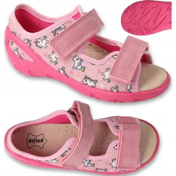 Dívčí obuv Befado dětské papuče na suchý zip, růžové, velikost 28