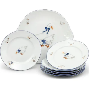 Talíř Thun 1794 Constance koláčová souprava 7 ks husy