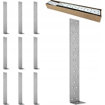 Tesařské kování Úhelník kotevní tesařský ocelový montážní KK2 40x300x40x2,0 Spojka x10