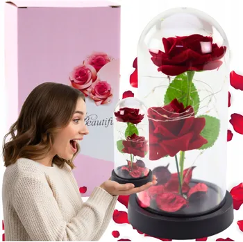 Obraz Věčná Červená Růže ve Skle LED Krabička Dárek