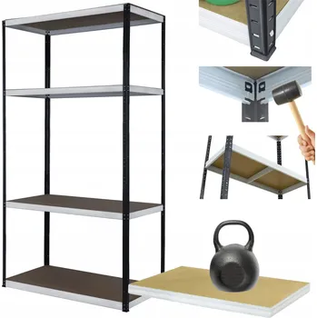 Dílenský regál Kovový regál do skladu, garáže HELIOS 180x100x50 cm, 4 police, nosnost 175 kg/police